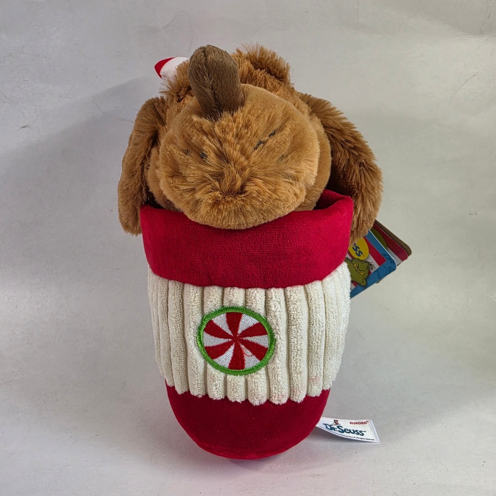 Dr. Seuss Aurora Plush Max Grinchmas In A Cup‎ Holiday Set Green Red 9"